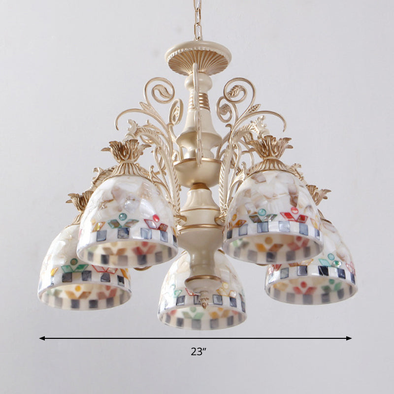 White Domed Hanging Chandelier Baroque 5/9/11 Lights Fixture - Rebooters