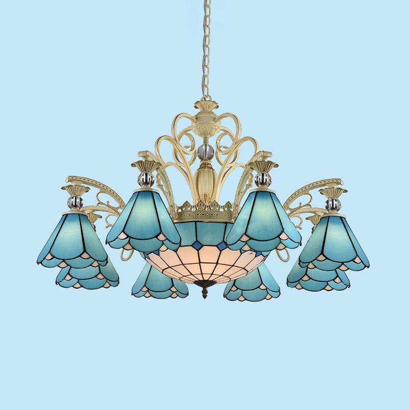 9/11 Lights Chandelier Light Baroque Conical Blue Glass - Rebooters
