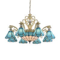 9/11 Lights Chandelier Light Baroque Conical Blue Glass - Rebooters
