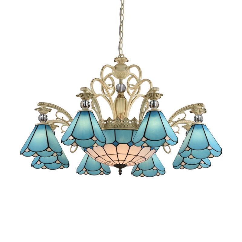 9/11 Lights Chandelier Light Baroque Conical Blue Glass - Rebooters