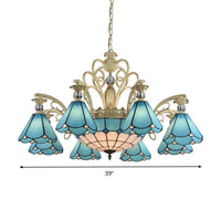 9/11 Lights Chandelier Light Baroque Conical Blue Glass - Rebooters