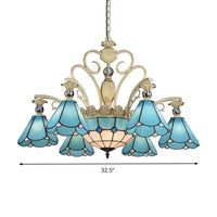 9/11 Lights Chandelier Light Baroque Conical Blue Glass - Rebooters