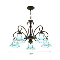 Black 5/6/8 Lights Chandelier Light Fixture Tiffany Style Blue Glass Cone Lamp - Rebooters