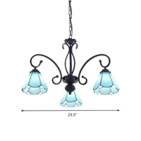Black 5/6/8 Lights Chandelier Light Fixture Tiffany Style Blue Glass Cone Lamp - Rebooters