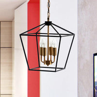 4-Light Indoor Hanging Chandelier Lamp Black Pendant Light - Rebooters
