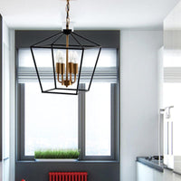 4-Light Indoor Hanging Chandelier Lamp Black Pendant Light - Rebooters