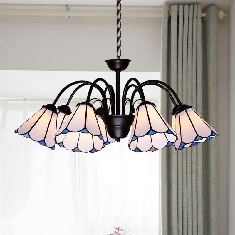 6/8 Lights Conical Chandelier Lighting Baroque Black Cut Glass - Rebooters