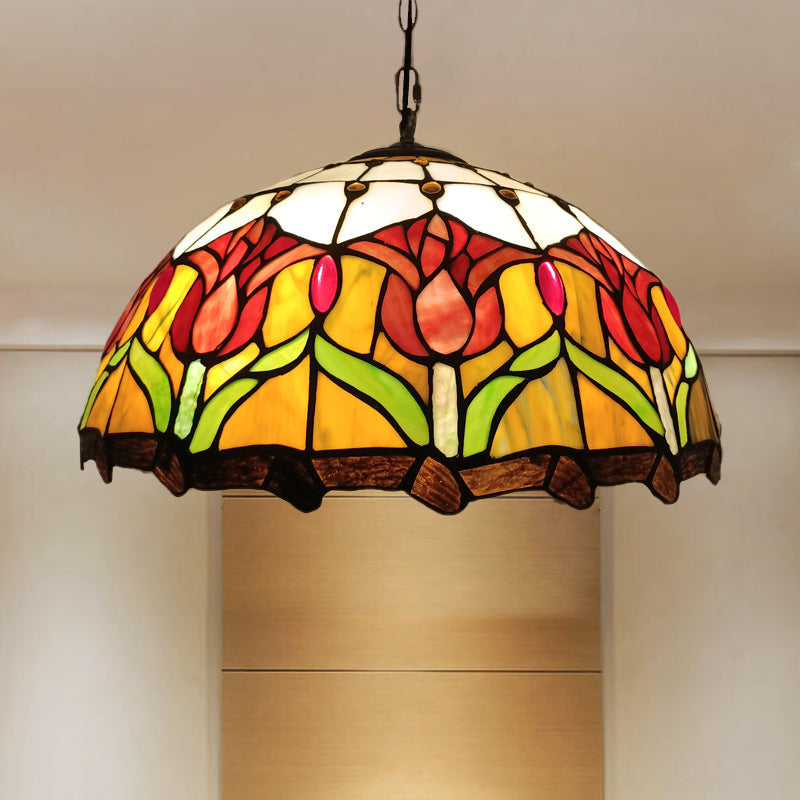 Yellow 3 Lights Ceiling Chandelier Victorian Hand Cut Glass - Rebooters