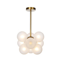 Ball LED Chandelier Pendant Lighting Modern Textured White Amber Glass 9 Heads Dining Room Lamp - Rebooters