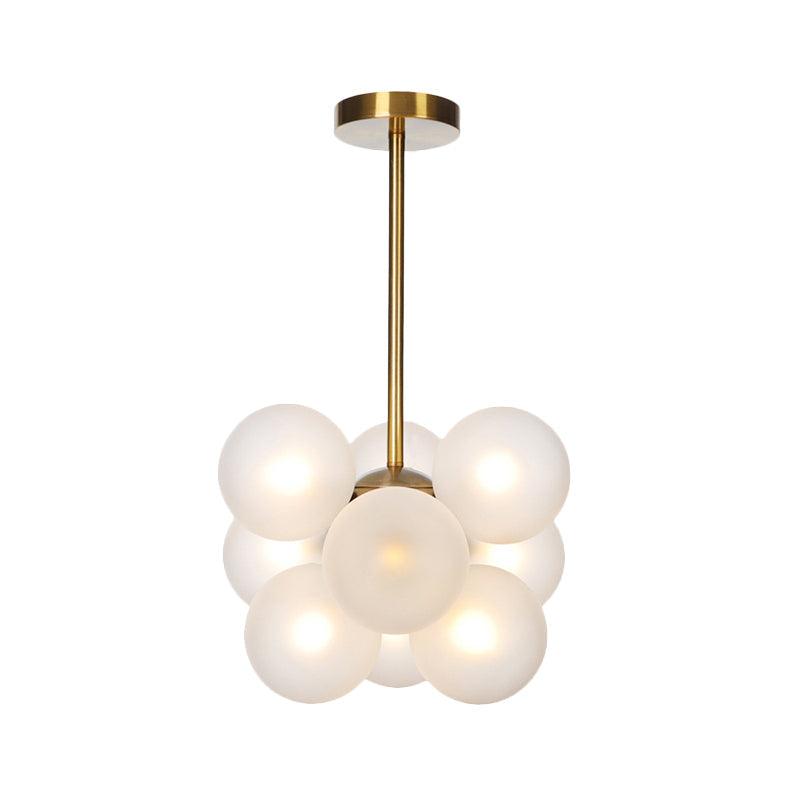 Ball LED Chandelier Pendant Lighting Modern Textured White Amber Glass 9 Heads Dining Room Lamp - Rebooters