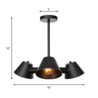 3 Lights Indoor Chandelier Lighting Fixture Industrial Stylish Black Ceiling Lamp - Rebooters