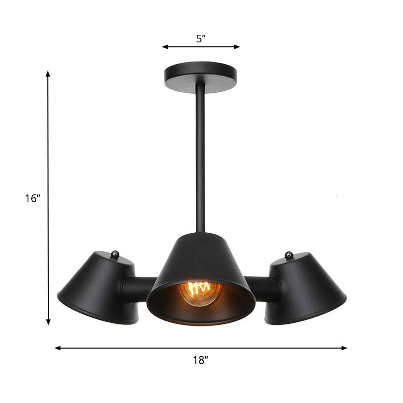 3 Lights Indoor Chandelier Lighting Fixture Industrial Stylish Black Ceiling Lamp - Rebooters