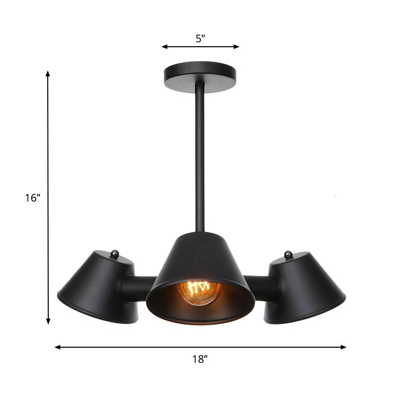 3 Lights Indoor Chandelier Lighting Fixture Industrial Stylish Black Ceiling Lamp - Rebooters