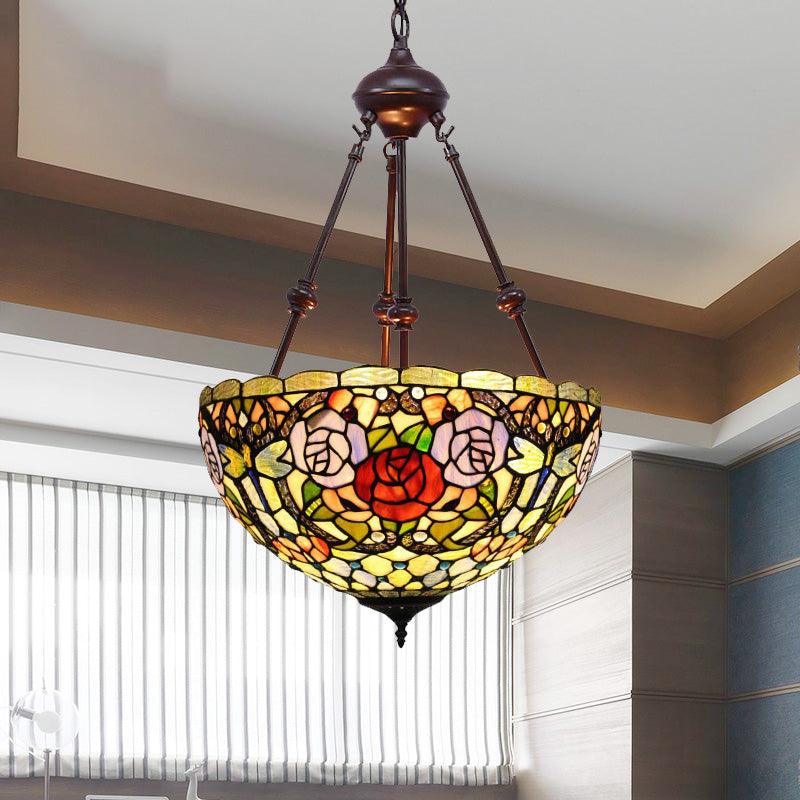 2 Lights Flower Bush Chandelier Lamp Tiffany Stylish Pendant Light - Rebooters
