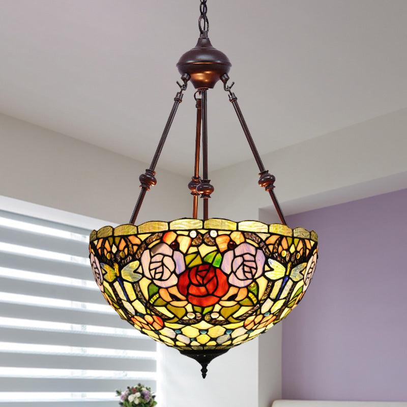 2 Lights Flower Bush Chandelier Lamp Tiffany Stylish Pendant Light - Rebooters