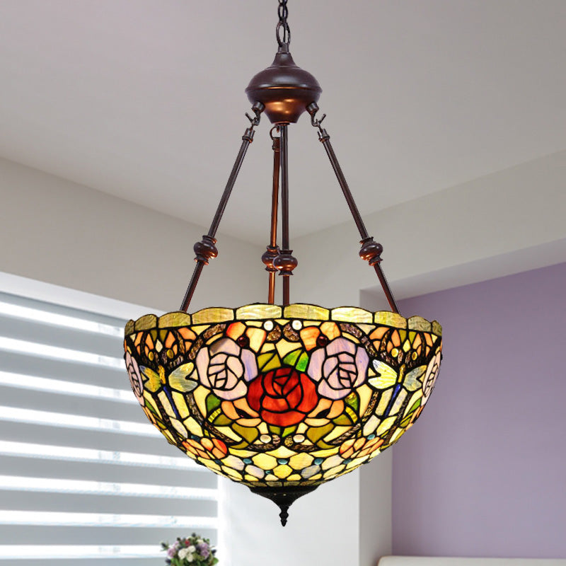 2 Lights Flower Bush Chandelier Lamp Tiffany Stylish Pendant Light - Rebooters