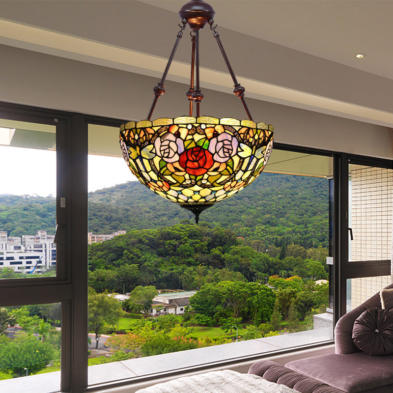 2 Lights Flower Bush Chandelier Lamp Tiffany Stylish Pendant Light - Rebooters