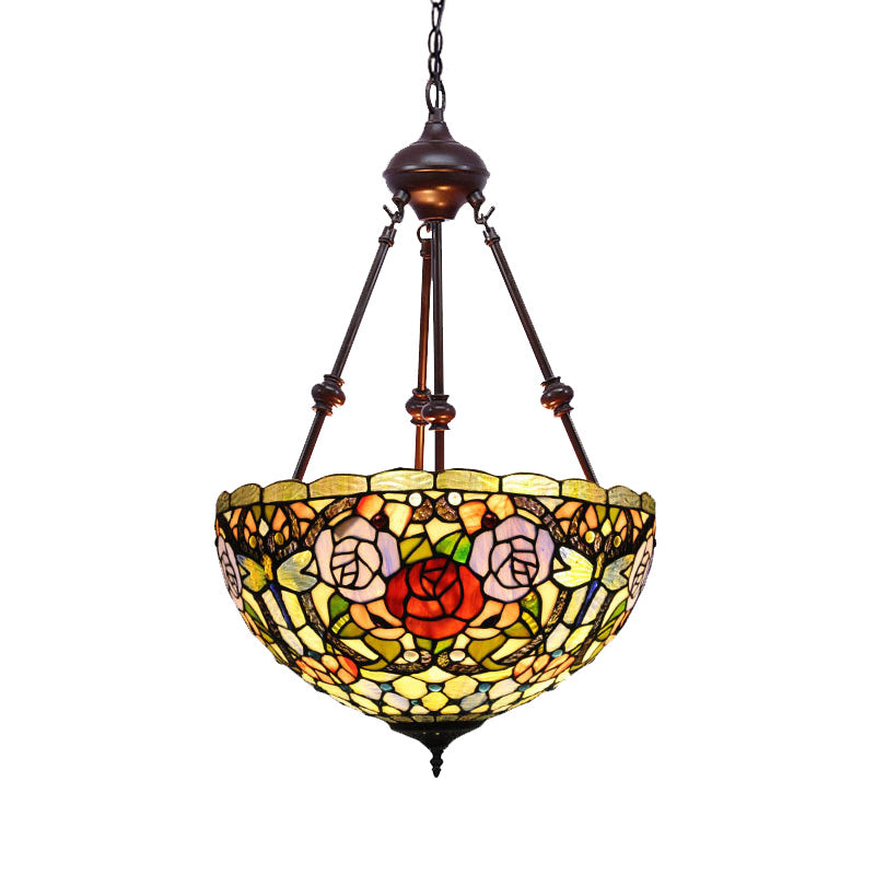 2 Lights Flower Bush Chandelier Lamp Tiffany Stylish Pendant Light - Rebooters