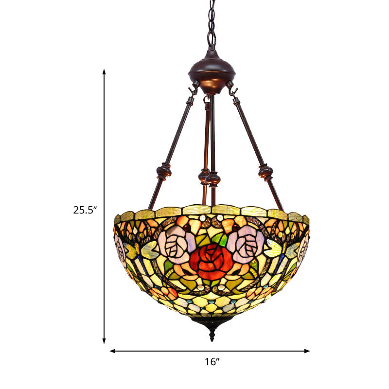 2 Lights Flower Bush Chandelier Lamp Tiffany Stylish Pendant Light - Rebooters