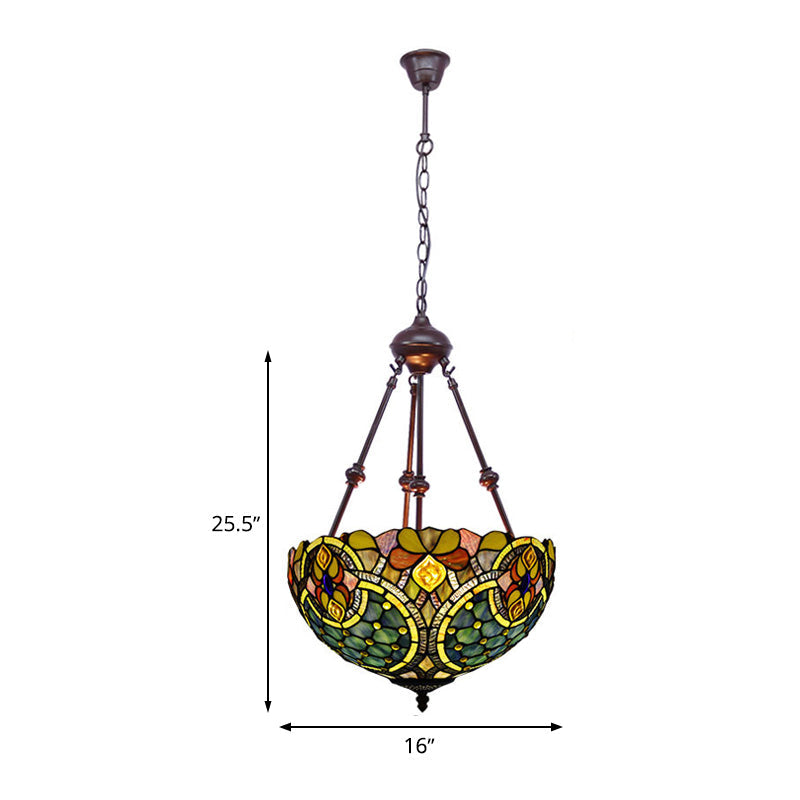 2 Lights Flower Bush Chandelier Lamp Tiffany Stylish Pendant Light - Rebooters