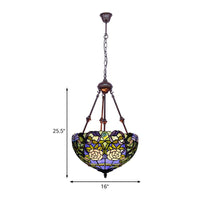 2 Lights Flower Bush Chandelier Lamp Tiffany Stylish Pendant Light - Rebooters
