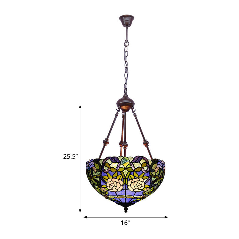 2 Lights Flower Bush Chandelier Lamp Tiffany Stylish Pendant Light - Rebooters