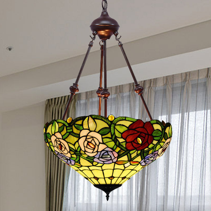 Victorian Flower Hanging Chandelier 2 Lights Cut Glass Lamp - Rebooters