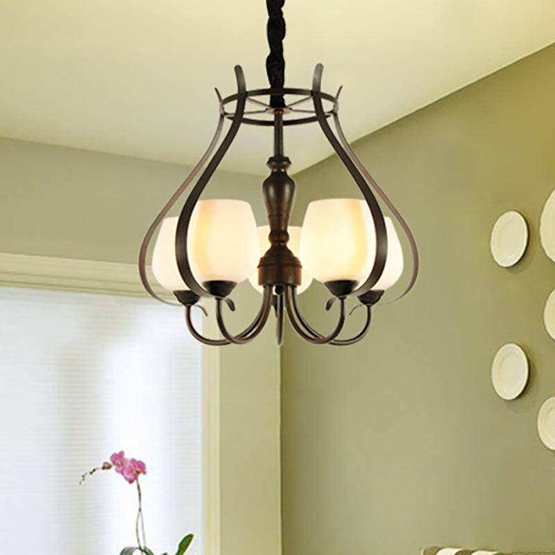 5 Bulbs Dining Room Chandelier Lamp Black Finish Lighting - Rebooters