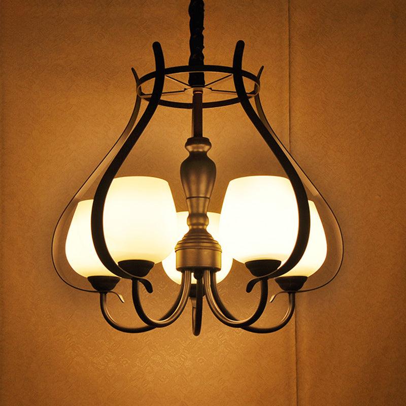 5 Bulbs Dining Room Chandelier Lamp Black Finish Lighting - Rebooters