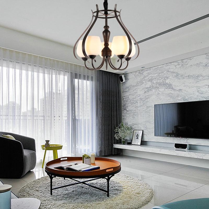 5 Bulbs Dining Room Chandelier Lamp Black Finish Lighting - Rebooters