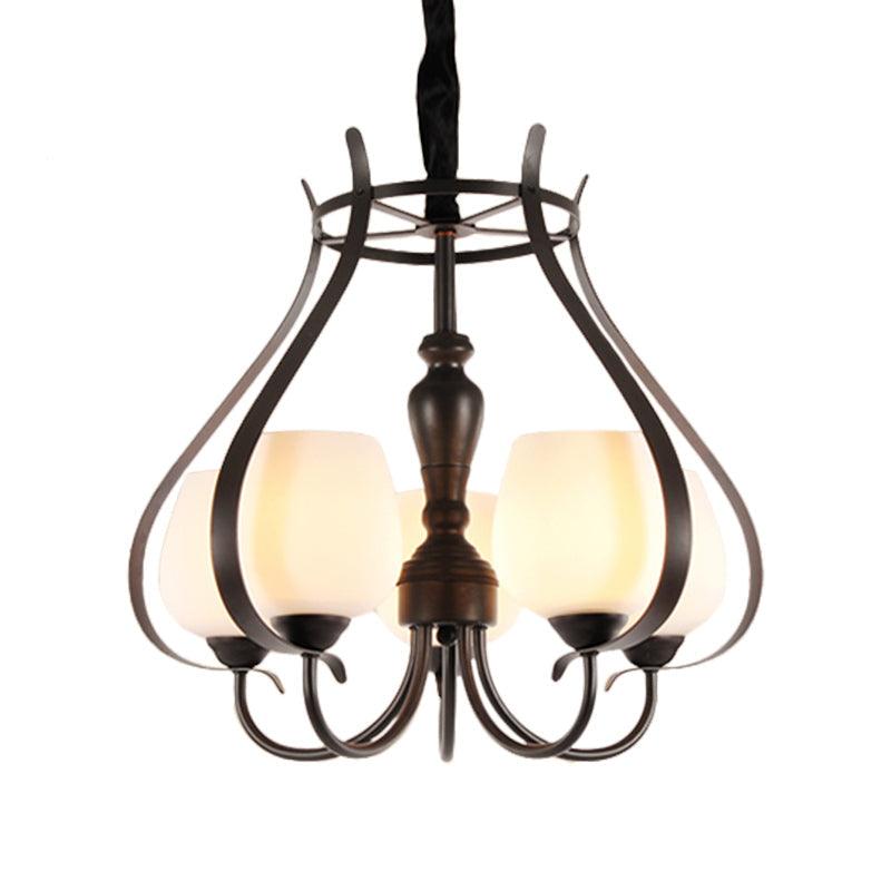 5 Bulbs Dining Room Chandelier Lamp Black Finish Lighting - Rebooters