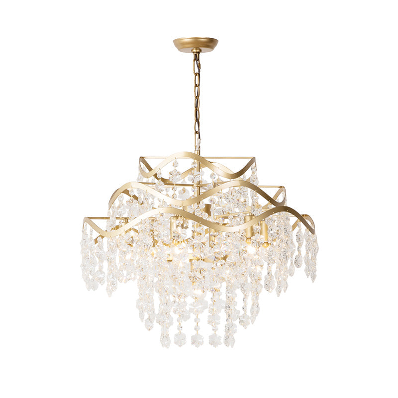 Waterfall Ceiling Chandelier Modernism Clear Crystal Fixture - Rebooters