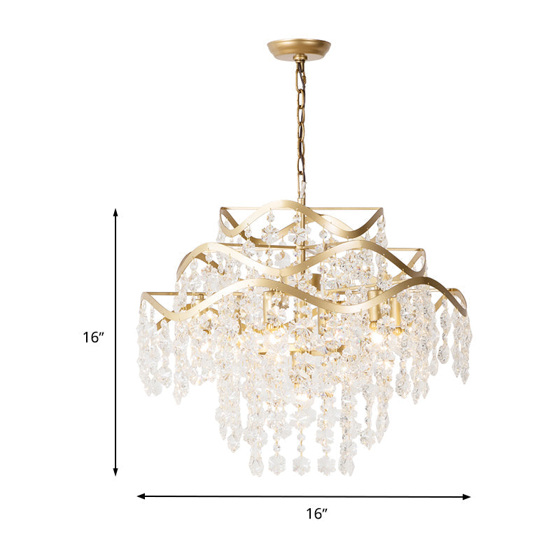 Waterfall Ceiling Chandelier Modernism Clear Crystal Fixture - Rebooters