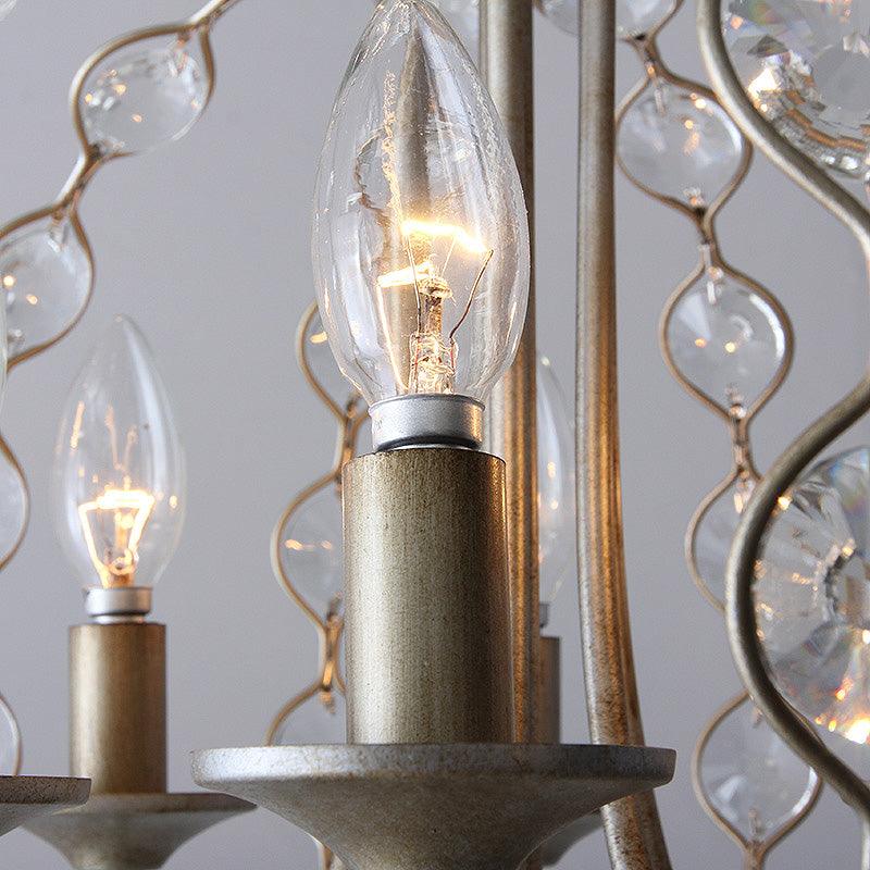 Aged Silver Spherical Chandelier Lighting Traditional 6 Heads Crystal Pendant Light - Rebooters