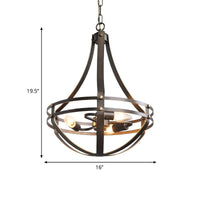 3 Heads Foyer Hanging Chandelier Light Vintage Style Black Pendant Lamp - Rebooters
