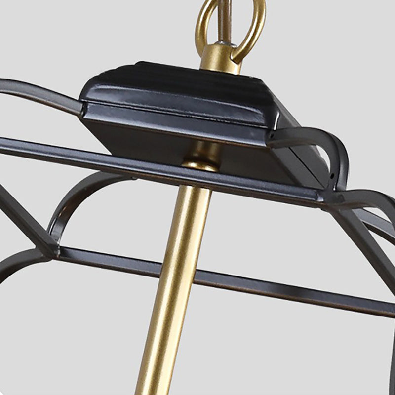 Metal Cage Shade Hanging Pendant Light Traditional Style Chandelier in Gold Finish - Rebooters