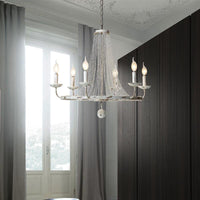 6 Bulbs Beaded Ceiling Chandelier Traditional Crystal Light Fixture - Rebooters