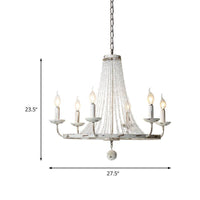 6 Bulbs Beaded Ceiling Chandelier Traditional Crystal Light Fixture - Rebooters