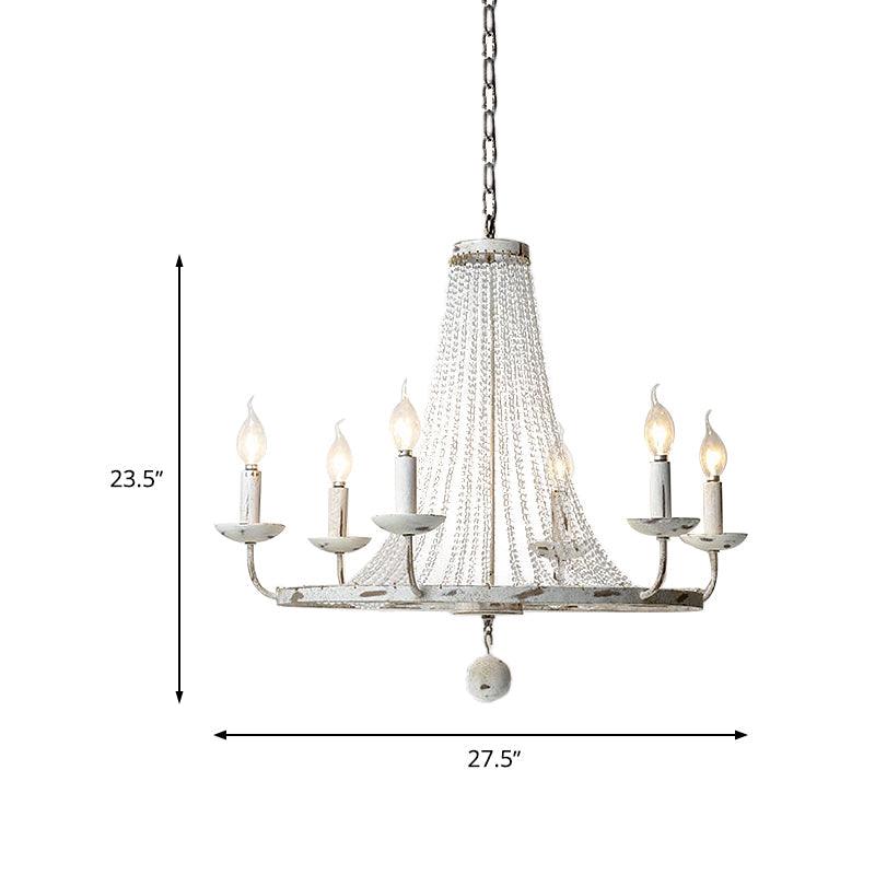 6 Bulbs Beaded Ceiling Chandelier Traditional Crystal Light Fixture - Rebooters