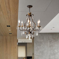 Antique Bronze Teardrop Chandelier Lighting Traditionary 6 Heads Crystal Pendant Light Kit - Rebooters