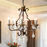 Antique Bronze Teardrop Chandelier Lighting Traditionary 6 Heads Crystal Pendant Light Kit - Rebooters