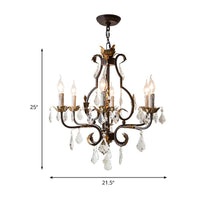 Antique Bronze Teardrop Chandelier Lighting Traditionary 6 Heads Crystal Pendant Light Kit - Rebooters