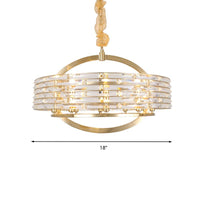 6 Heads Round Ceiling Chandelier Contemporary Crystal Light Fixture in Brass - Rebooters