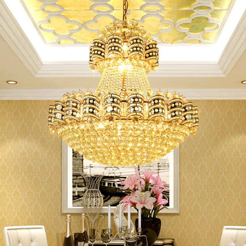 Crystal Domed Chandelier Lighting Tradition 9 Bulbs Gold Pendant Light - Rebooters