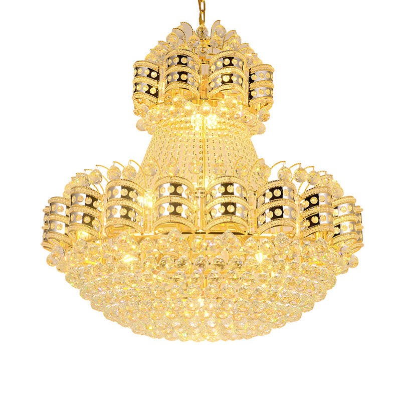 Crystal Domed Chandelier Lighting Tradition 9 Bulbs Gold Pendant Light - Rebooters
