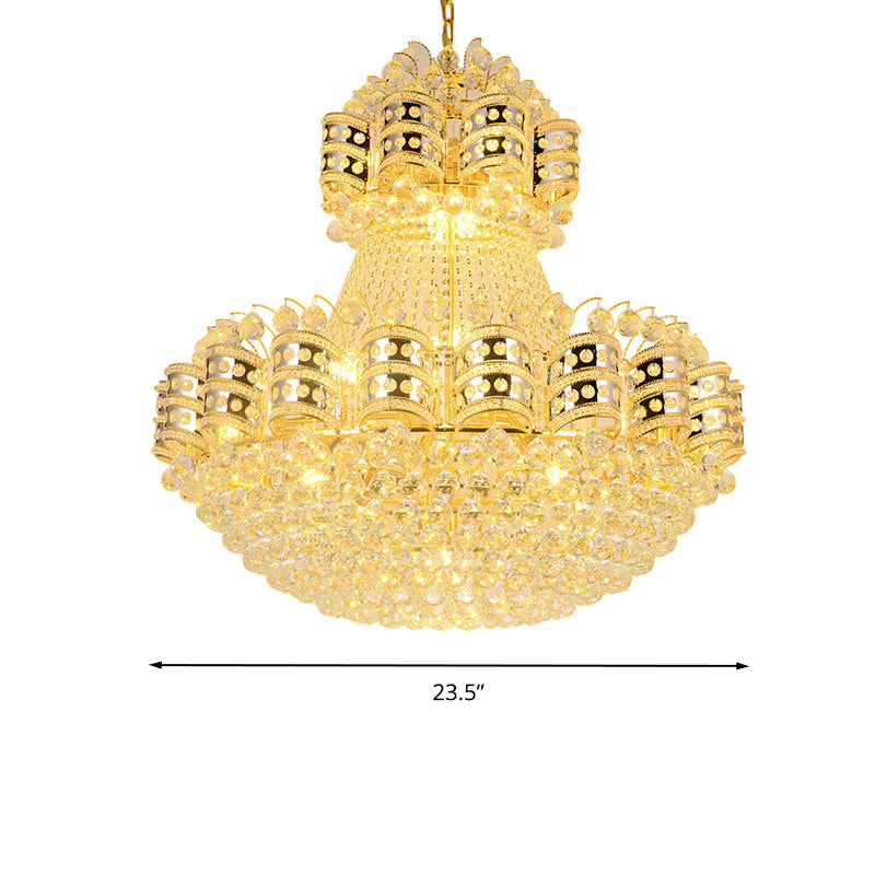 Crystal Domed Chandelier Lighting Tradition 9 Bulbs Gold Pendant Light - Rebooters