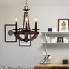 Brown Open Bulb Empire Chandelier Light Traditional Style 3 Heads Wood Fixture - Rebooters
