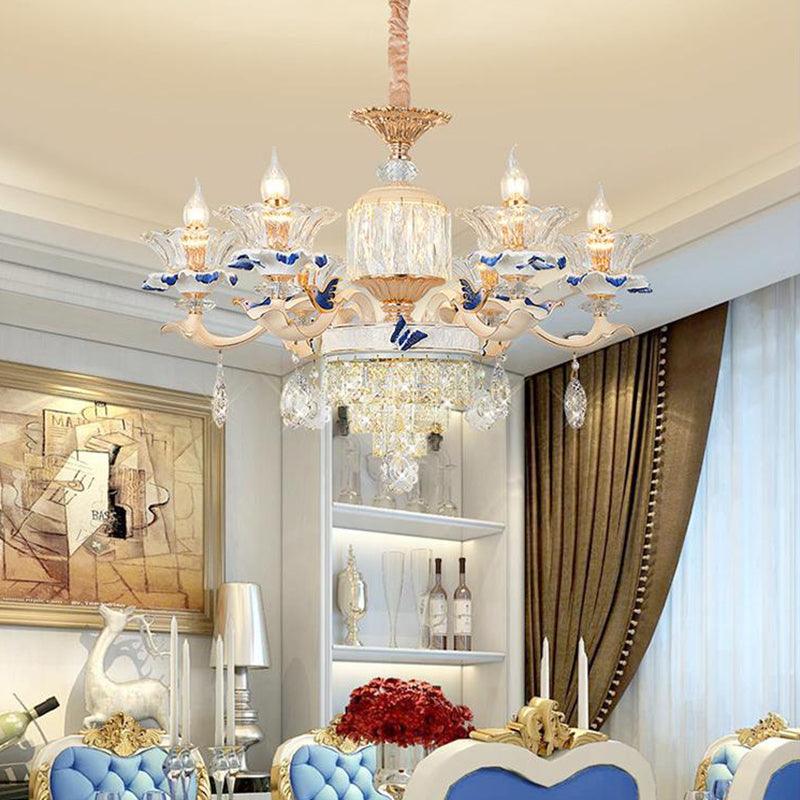 6 Heads Dining Room Chandelier Lamp Tradition Gold Light Fixture - Rebooters