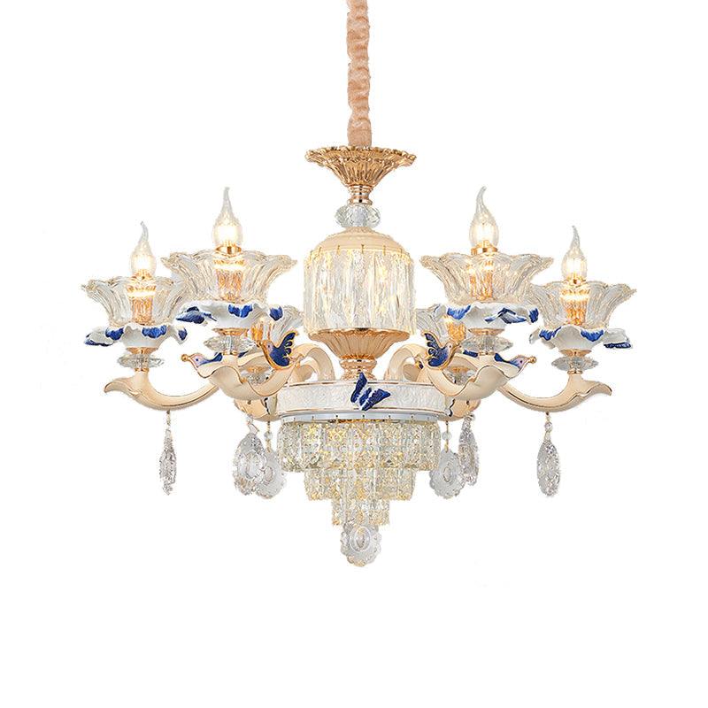6 Heads Dining Room Chandelier Lamp Tradition Gold Light Fixture - Rebooters