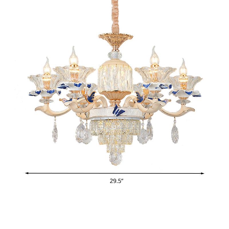 6 Heads Dining Room Chandelier Lamp Tradition Gold Light Fixture - Rebooters